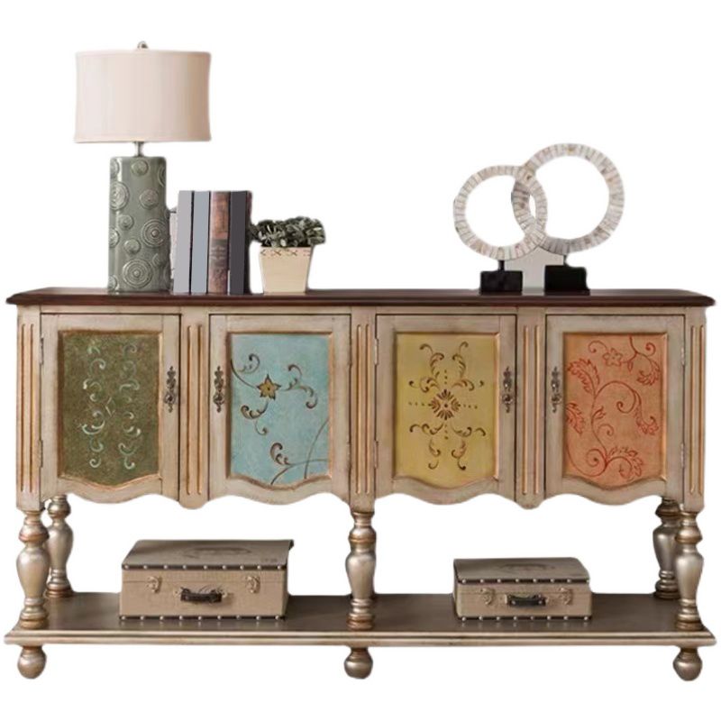 Industrial 4-Door Cabinet, 39" Tall Wood Rectangle Accent Chest, Distressed Wood Clearhalo 'Cabinets & Chests' 'cabinets_chests' 'furn' 'furn_cabinets_chests' 'Furniture' 'Living Room Furniture' 1200x1200_af7a17ca-304f-41ad-8135-ed774a59b307