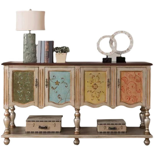 Industrial 4-Door Cabinet, 39" Tall Wood Rectangle Accent Chest, Distressed Wood Clearhalo 'Cabinets & Chests' 'cabinets_chests' 'furn' 'furn_cabinets_chests' 'Furniture' 'Living Room Furniture' 1200x1200_af7a17ca-304f-41ad-8135-ed774a59b307