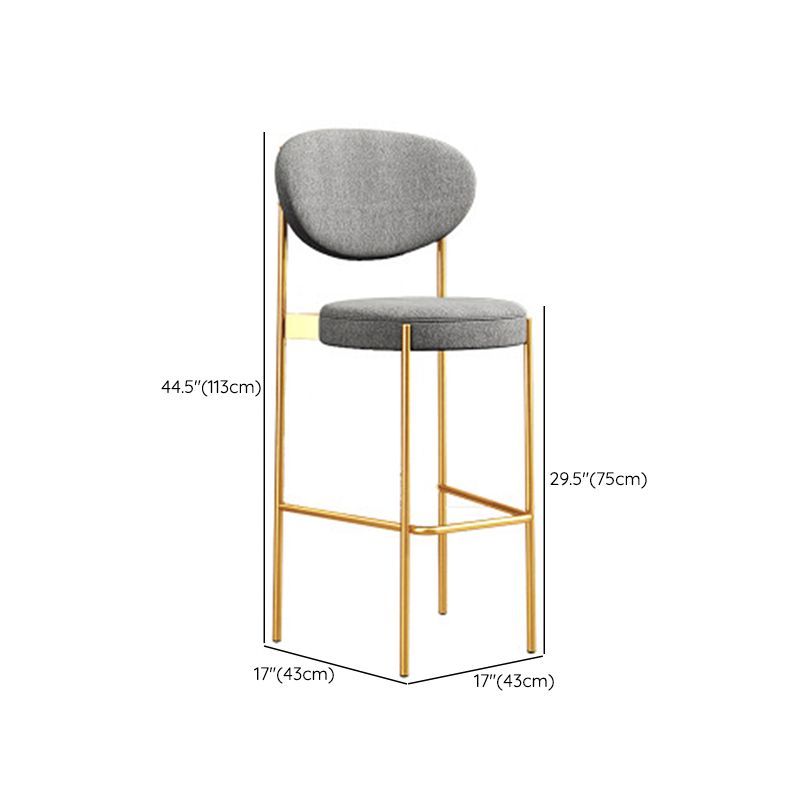 Glam Style Counter Stool Upholstered Bar Stool with Metal Base