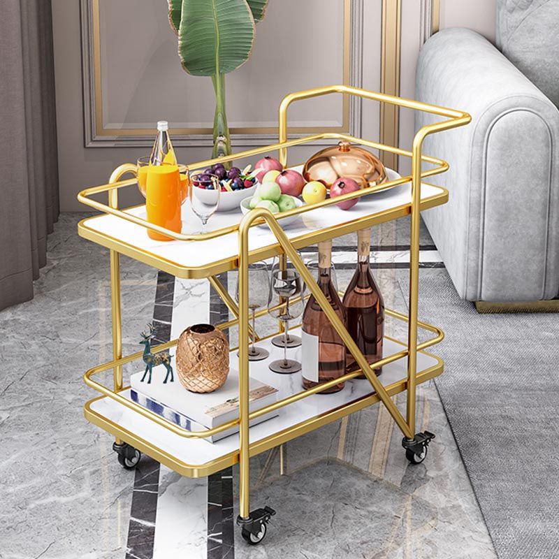 Scaffali aperti in marmo Preparazione tavolo da pranzo rettangolare carrello da cucina