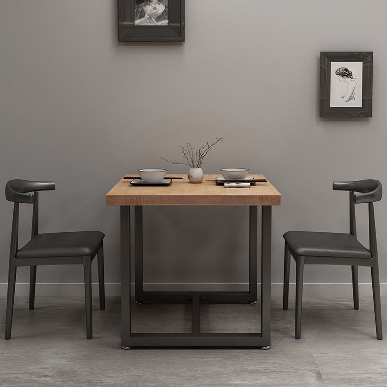 Industrial Solid Wood Dinner Room Kitchen Table Brown Square Table with Black Frame for Dinning Room Clearhalo ' dining_table' 'Dining Tables & Seating' 'Dining Tables' 'furn' 'furn_dining_table' 'Furniture' 'furniture_dining_table' 'Kitchen & Dining Furniture' 'kitchen&dining_furn' 'kitchen' 'kitchen_dining_table' 1200x1200_af7d1e84-1092-4e5b-a2ae-3d9ca9e64d82