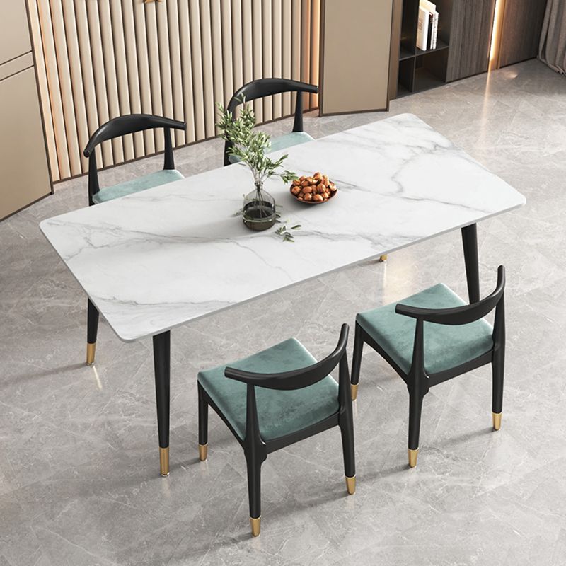 Sintered Stone White Dining Table Glam Style 4 Legs Table for Dining Room Clearhalo ' dining_table' 'Dining Tables & Seating' 'Dining Tables' 'furn' 'furn_dining_table' 'Furniture' 'furniture_dining_table' 'Kitchen & Dining Furniture' 'kitchen&dining_furn' 'kitchen' 'kitchen_dining_table' 1200x1200_af7d7b96-56f3-49b3-9665-b493f6b356e5