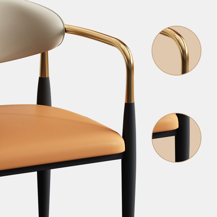 Home Scandinavian Arm Chair Open Back Metal Upholstered Single Dining Room Chair Clearhalo ' kitchen&dining_furn' 'Dining Chairs' 'Dining Tables & Seating' 'dining_chair' 'furn' 'furn_dining_chair' 'Furniture' 'furniture_dining_chair' 'Kitchen & Dining Furniture' 'kitchen' 1200x1200_af7db990-d910-4924-90b5-217b3f5e8f9f