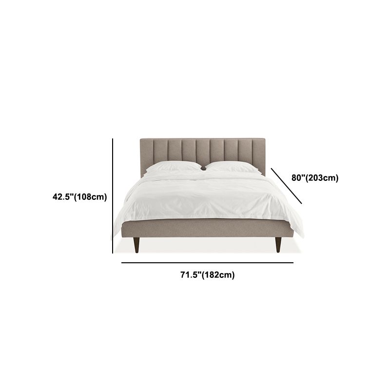 84.65 inch Wide Contemporary Bed Frame Solid Wood Bed with Upholstered Headboard
