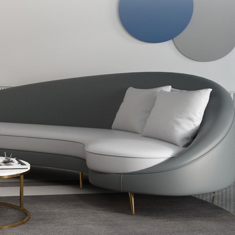Divano con braccio inclinata in pelle di divano curvo a fondo stretto contemporaneo