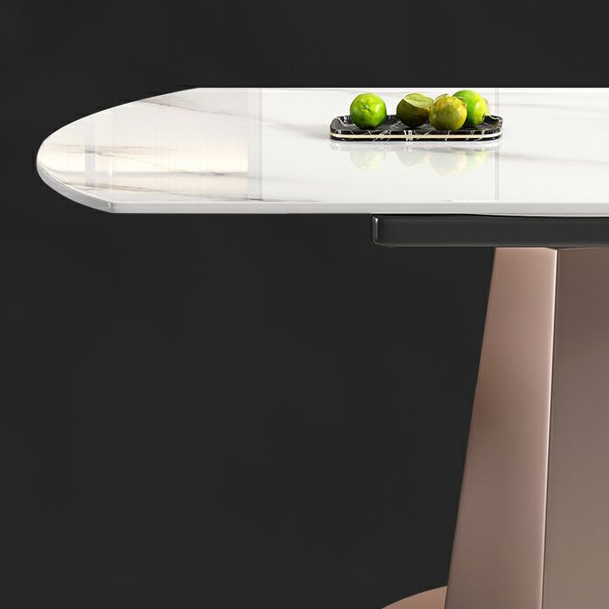Modern Round Stone Top Dining Table with Pedestal for Living Room