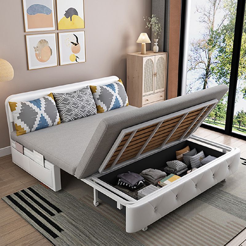 Armless Contemporary Cotton Blend Bed Sofa Couch with Pillows