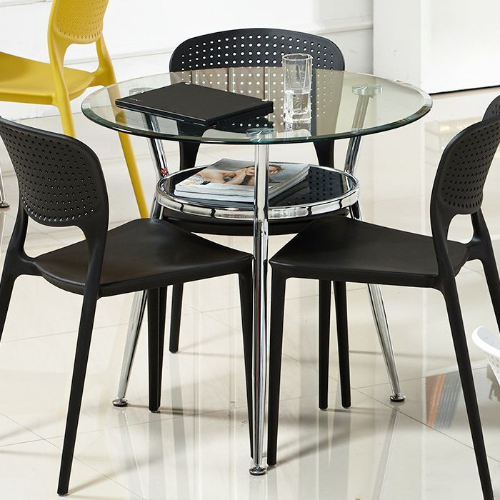 Modern Glass Top Dining Table Round Dining Table with 3 Legs Clearhalo 'Dining Tables & Seating' 'Dining Tables' 'dining_table' 'furn' 'furn_dining_table' 'Furniture' 'furniture_dining_table' 'Kitchen & Dining Furniture' 'kitchen' 'kitchen_dining_table' 1200x1200_af849ab6-d38c-40a9-add2-b6680e8da5be