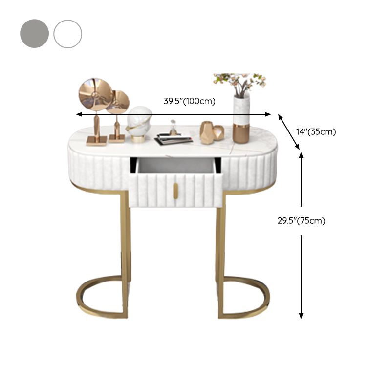 Tavolino di accento console ovale glam finitura antica 13,78 "con console di divano