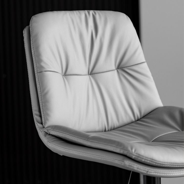 Modern Metal Barstool Faux Leather Footrest Stool Adjustable Height in Matte Finish Clearhalo 'Bar Furniture' 'Bar Stools' 'bar_stools' 'furn' 'furn_bar_stools' 'Furniture' 'Kitchen & Dining Furniture' 1200x1200_af88b6dc-daeb-4542-a340-2bfc640123d8