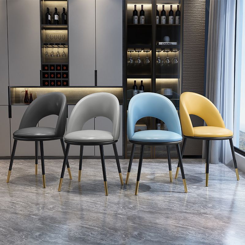 Sillas de comedor de estilo nórdico silla de comedor sin brazo con patas de metal para cocina