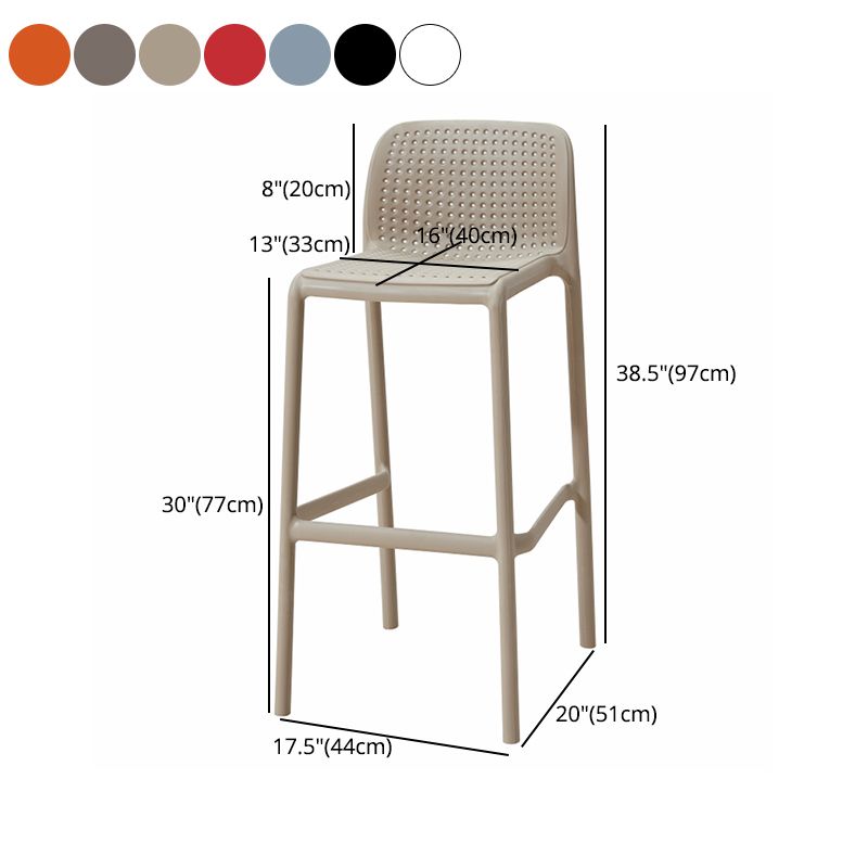 Modern Armless Backrest Counter Stool Plastic Bar Stool with Plastic Seat and Pedal Clearhalo 'Bar Furniture' 'Bar Stools' 'bar_stools' 'furn' 'furn_bar_stools' 'furniture_bar_stools' 'Kitchen & Dining Furniture' 'kitchen&dining_furn' 'kitchen' 'kitchen_furn' Furniture' 1200x1200_af8a4388-6f9c-4835-9c01-7e04514d7cc6
