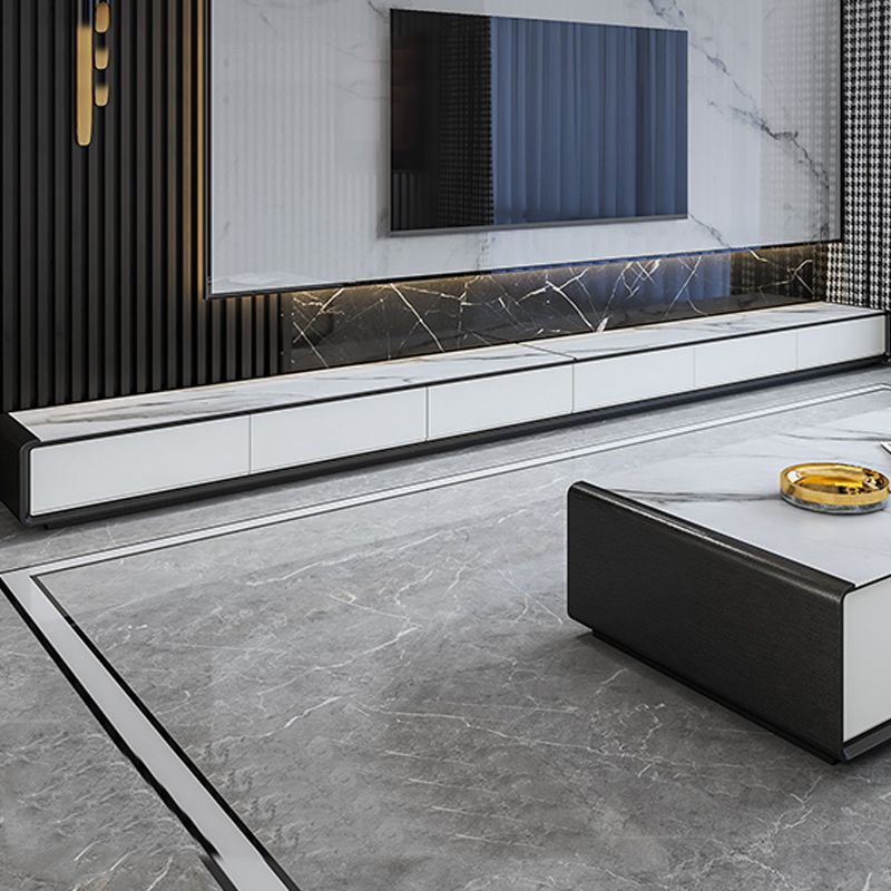 Slate and Wood Stand Console Contemporary Style Home Closed TV Cabinet