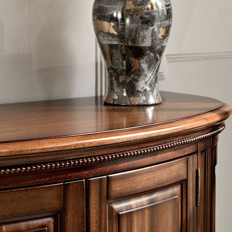 Half Moon Shape Contemporary Console Table Brown Wood Console Sofa Table