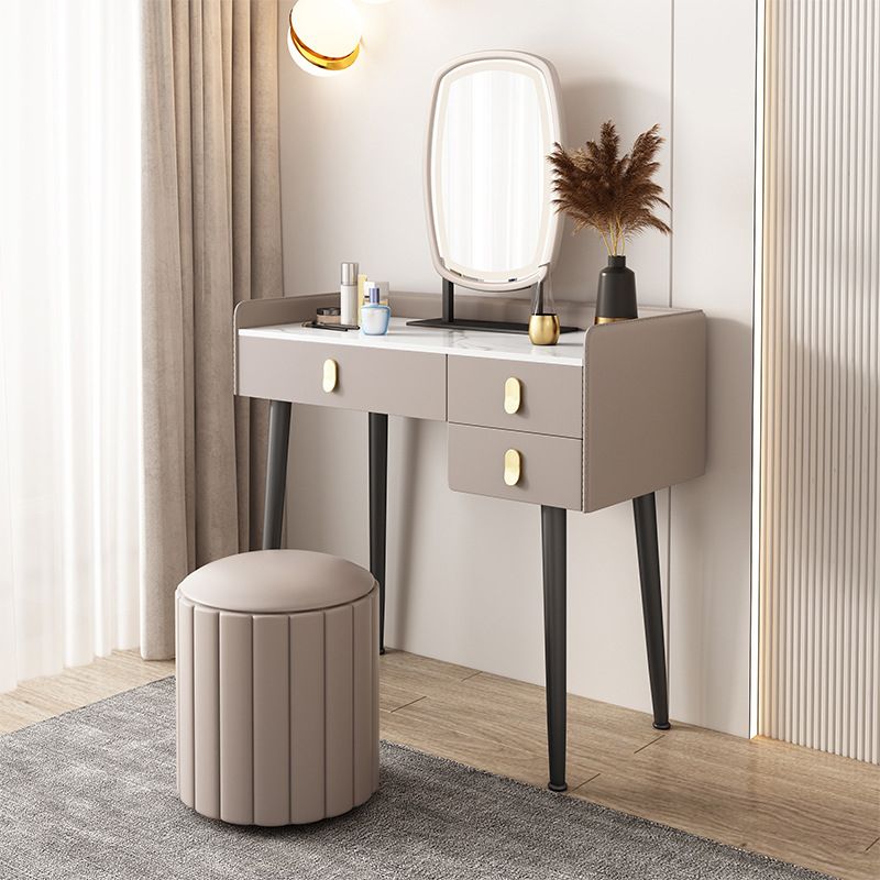 Mesa de maquillaje de 3 cajones Desk tocador de tocador de tocador sintético