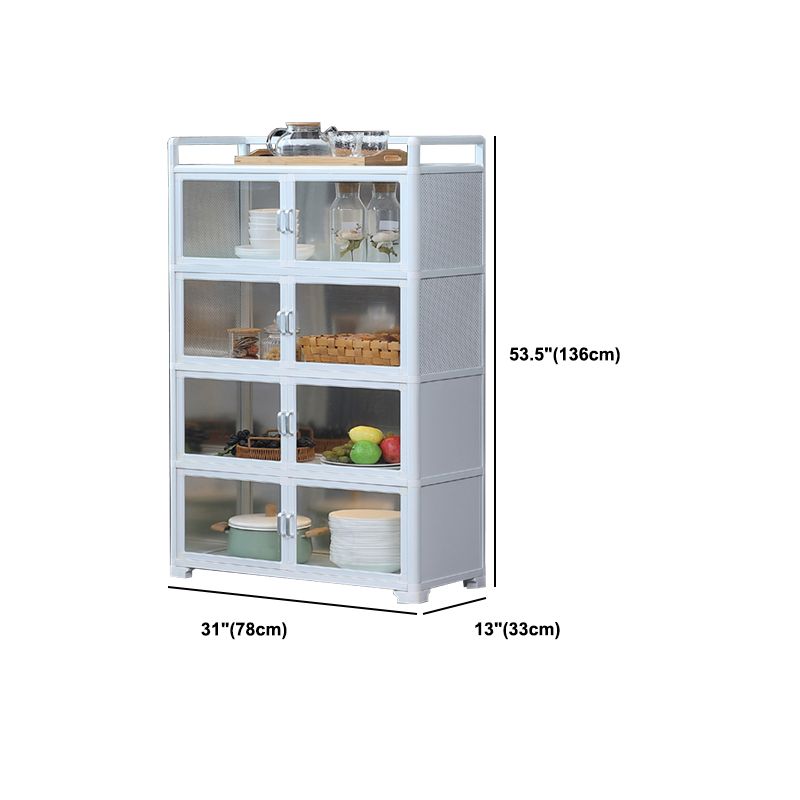 White Metal Sideboard with Glass Doors Modern Indoor Dining Server with Cabinets Clearhalo 'buffet_sideboard' 'Buffets & Sideboards' 'furn' 'furn_buffet_sideboard' 'Furniture' 'Kitchen & Dining Furniture' 1200x1200_af94662d-ea2c-46e1-b89a-819f07654210
