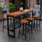 Industrial Rectangle Pine Wood Bar Table Set 1/7 Pieces Counter Table with High Stools