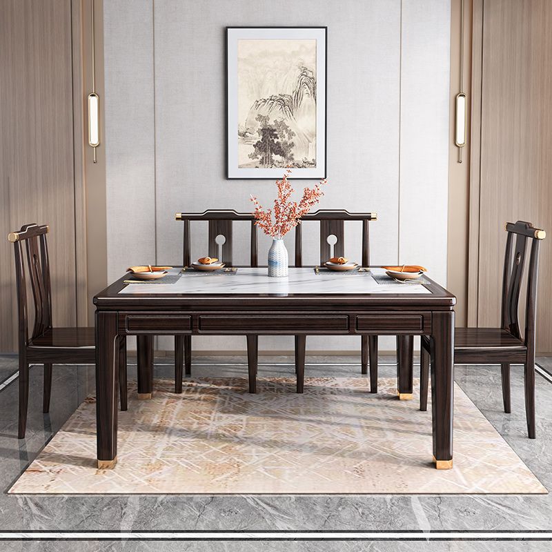 54.3"L x 33.5"W x 29.5"H Rectangle 4 Legs Luxury Table Fixed Table for Dining Room Clearhalo ' dining_table' 'Dining Tables & Seating' 'Dining Tables' 'furn' 'furn_dining_table' 'Furniture' 'furniture_dining_table' 'Kitchen & Dining Furniture' 'kitchen&dining_furn' 'kitchen' 'kitchen_dining_table' 1200x1200_af970729-5e6e-4346-b42d-fd4a8bfb7f91