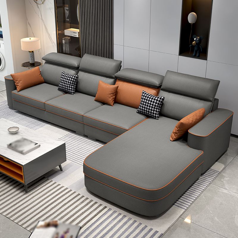 L-Shape High Back Faux leather Square Arm Sectional with Stain-Resistant Clearhalo 'furn' 'furn_sectionals' 'Furniture' 'Living Room Furniture' 'Sectionals' 1200x1200_af990d36-c22d-4953-ab19-b5abfa0dc913