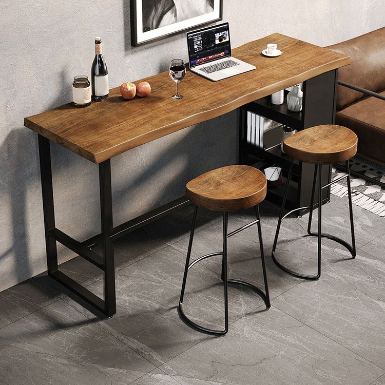 Industrial Style Bistro Bar Table Rectangle Wood Bar Table with Storage Clearhalo 'Bar Furniture' 'Bar Tables' 'bar_tables' 'furn' 'furn_bar_tables' 'Furniture' 'Kitchen & Dining Furniture' 1200x1200_af9a2933-544a-4671-938a-ecd0b043dc11