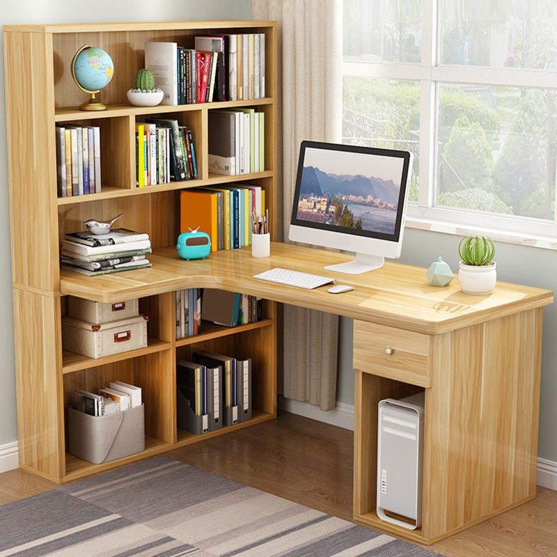 Modern Home Office Desk Pedestal Base Writing Desk Storage Shelves and Drawers Clearhalo 'furn' 'furn_office_desk' 'Furniture' 'Office Desks' 'Office Furniture' 'office_desk' 1200x1200_af9acead-3528-4bef-ad1e-790ade678f7b