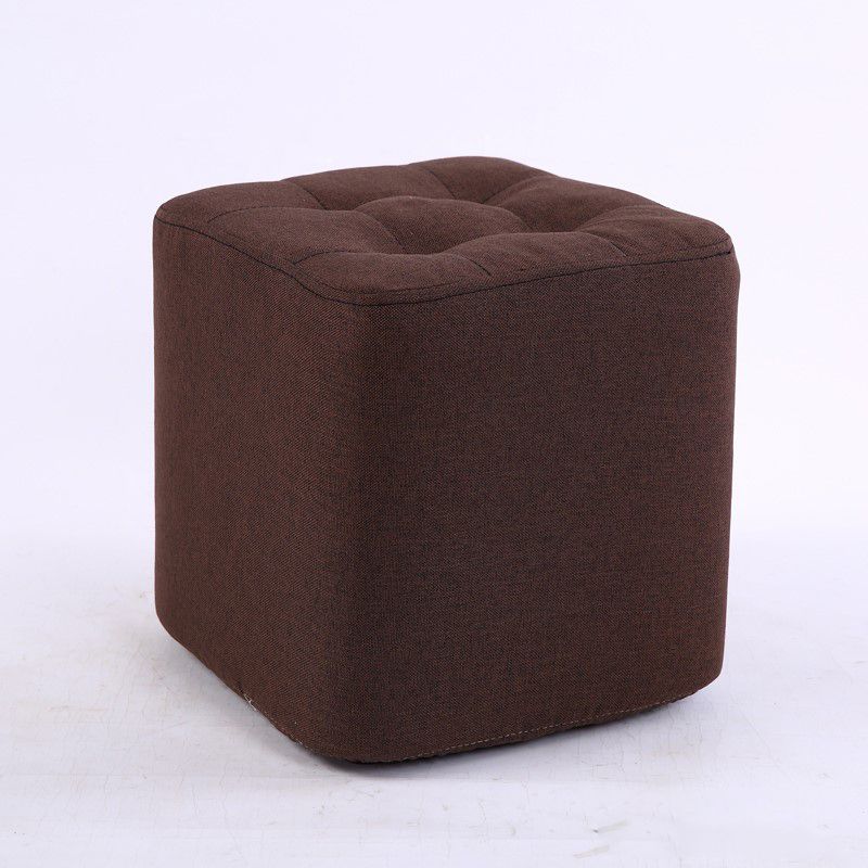 Contemporary Linen Upholstered Ottoman Rectangle/Square Shape Pouf