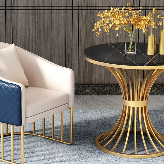 Metal Traditional Luxury Round Table Sintered Stone Indoor Table with Pedestal Base Clearhalo 'Dining Tables & Seating' 'Dining Tables' 'dining_table' 'furn' 'furn_dining_table' 'Furniture' 'Kitchen & Dining Furniture' 1200x1200_af9ca15f-275f-4d04-ad94-b5189aae9485