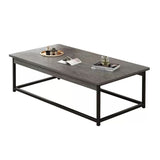 Modern Style Cocktail Table Artificial Wood Tabletop Iron Rectangular Coffee Table