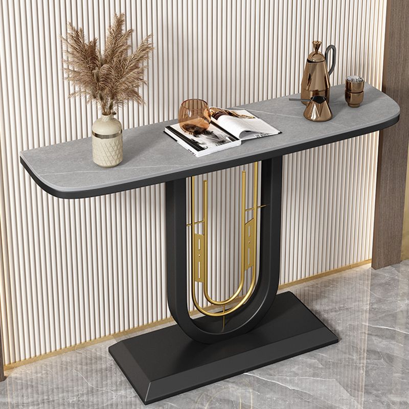 Glam Console Table Half Moon Antique Finish Console Sofa Table Clearhalo 'Console Tables' 'console_tables' 'Entry & Mudroom Furniture' 'furn' 'furn_console_tables' 'Furniture' 1200x1200_af9e6768-0ed9-4d55-aed0-a01c585cd7d1