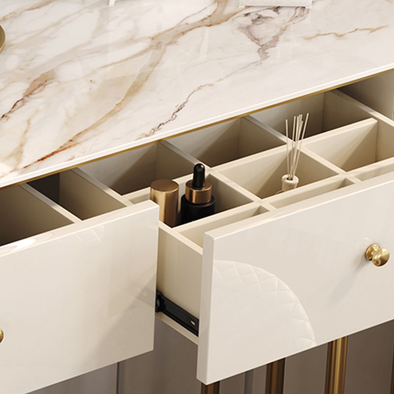 Beige Vanity Metal Makeup Dressing Table Stool Set in Glossy Finish Clearhalo 'Bedroom Furniture' 'furn' 'furn_makeup_vanities' 'Furniture' 'Makeup Vanities' 'makeup_vanities' 1200x1200_af9ebad1-d93f-4b00-9515-2481e6355218