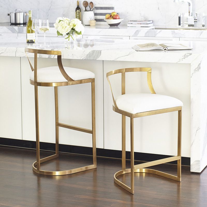 White Upholstered Bar Stools Backrest Counter Stool with Metal Base Clearhalo 'Bar Furniture' 'Bar Stools' 'bar_stools' 'furn' 'furn_bar_stools' 'Furniture' 'Kitchen & Dining Furniture' 1200x1200_af9f144a-f02e-4ba2-a1aa-182a2bbb15e6