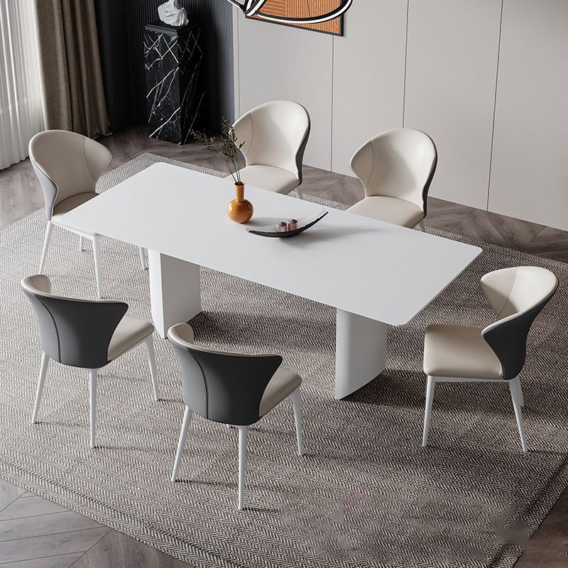 White Stone Dinette Table Set with Metal Base 1/4/5/7 Pcs Modern Home Dining Set Clearhalo 'Dining Room Sets' 'Dining Tables & Seating' 'dining_room_set' 'furn' 'furn_dining_room_set' 'Furniture' 'Kitchen & Dining Furniture' 1200x1200_af9fbca2-d5ee-4c15-b536-022de55ded8f