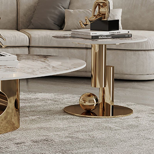 Slate Single Coffee Table Pedestal Glam Nesting Coffee Table Set