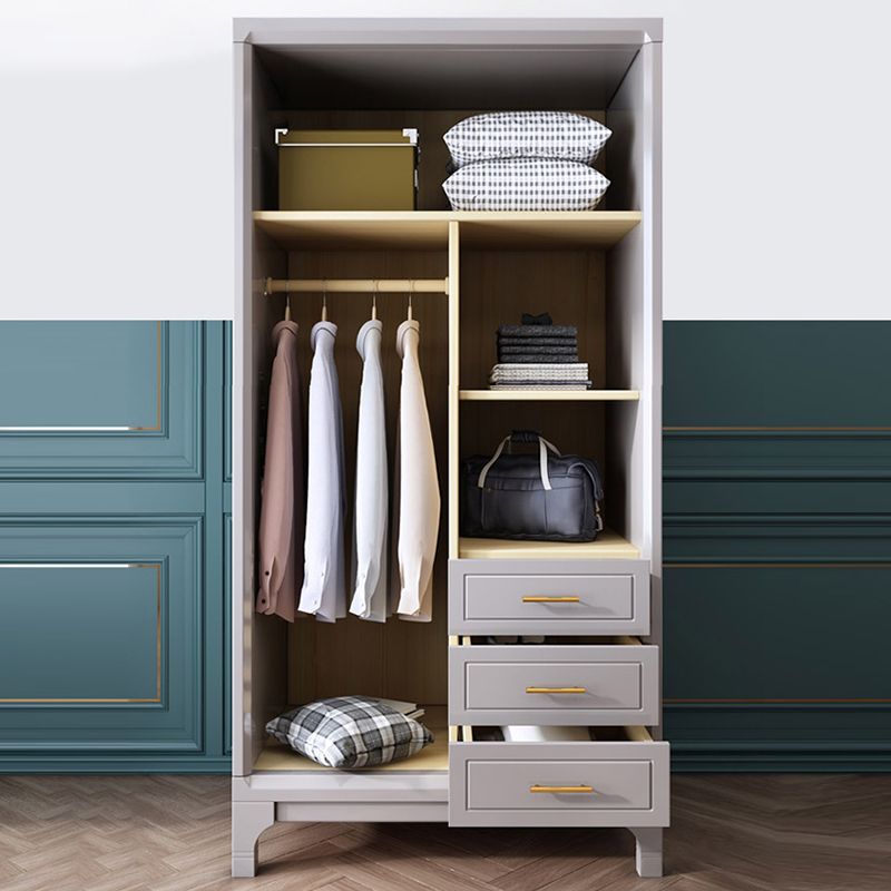 Traditionele vaste houten garderobe kast scharnierende garderobe armoire