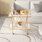 Modern Style Stone Prep Table Rolling Metal Prep Table for Home