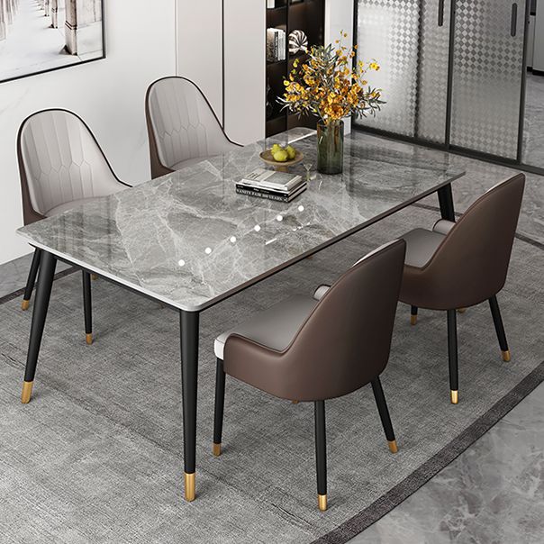 Contemporary Style Stone Dining Table Rectangle 4 Legs Table for Dining Room Clearhalo ' dining_table' 'Dining Tables & Seating' 'Dining Tables' 'furn' 'furn_dining_table' 'Furniture' 'furniture_dining_table' 'Kitchen & Dining Furniture' 'kitchen&dining_furn' 'kitchen' 'kitchen_dining_table' 1200x1200_afa35407-697d-4e4c-99d6-03f49267f187