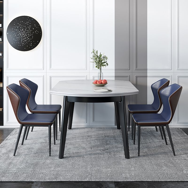 Minimalist White Sintered Stone Table Round Shape Standard Dining Table with 4 Legs Base Clearhalo ' dining_table' 'Dining Tables & Seating' 'Dining Tables' 'furn' 'furn_dining_table' 'Furniture' 'furniture_dining_table' 'Kitchen & Dining Furniture' 'kitchen&dining_furn' 'kitchen' 'kitchen_dining_table' 1200x1200_afa4176a-cf0b-494f-8413-d3182c7a5c44