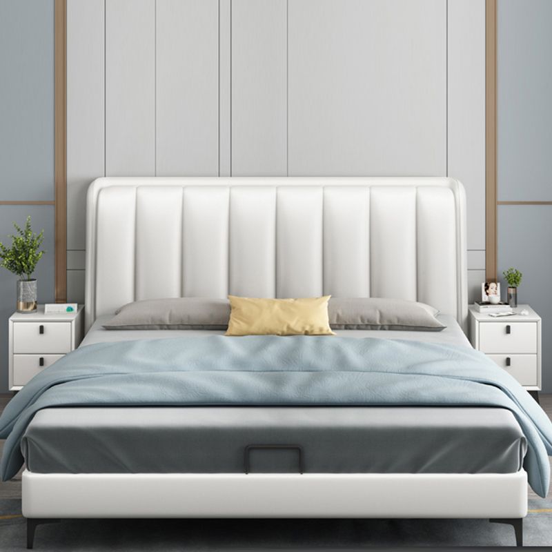 Comobilismo per letto contemporaneo in pelle con cabine da comodino con cassetti