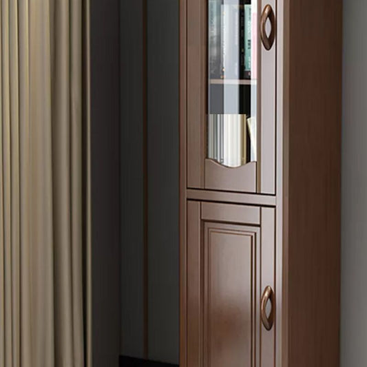 76.8" Tall Solid Wood Accent Cabinet Glass Paned 2 Doors Storage Cabinet Clearhalo 'Cabinets & Chests' 'cabinets_chests' 'furn' 'furn_cabinets_chests' 'Furniture' 'Living Room Furniture' 1200x1200_afa62cb6-dd95-4f80-aca7-9a13ce22f7e8