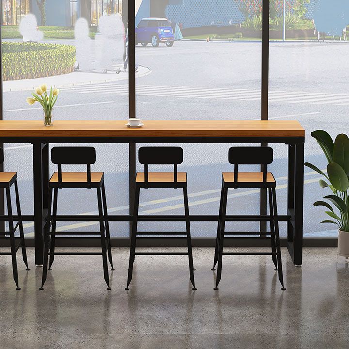 Industrial Table and Stool Set 1/4/7 Pcs Solid Wood Bar Table with Iron Base Stools Clearhalo 'Bar Furniture' 'furn' 'furn_home_bar_bar_sets' 'Furniture' 'Home Bars & Bar Sets' 'home_bar_bar_sets' 'Kitchen & Dining Furniture' 1200x1200_afa7152f-6a6a-4bab-96a8-1140b91e563d