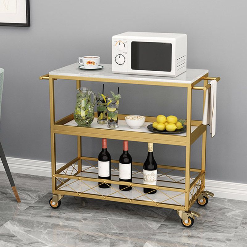 Marble Home Dining Kitchen Trolley Rectangular Prep Table with Towel Rack Clearhalo 'furn' 'furn_kitchen_islands_carts' 'Furniture' 'Kitchen & Dining Furniture' 'Kitchen Islands & Carts' 'kitchen_islands_carts' 1200x1200_afa7c47f-ff36-4f7a-bc49-d4751b2f6fac