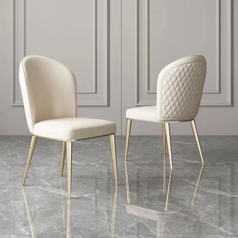 Upholstered Dining Chair Faux Leather Kitchen Dining Chair with Metal Legs