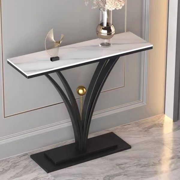 Mesa de sofá de la consola de piedra contemporánea Mesa de metal rectangular para el pasillo