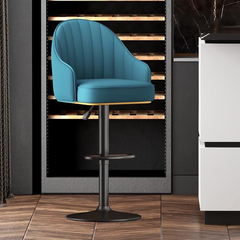 Industrial Style Metal Bar-stool PU Leather Counter Bar Stool for Kitchen