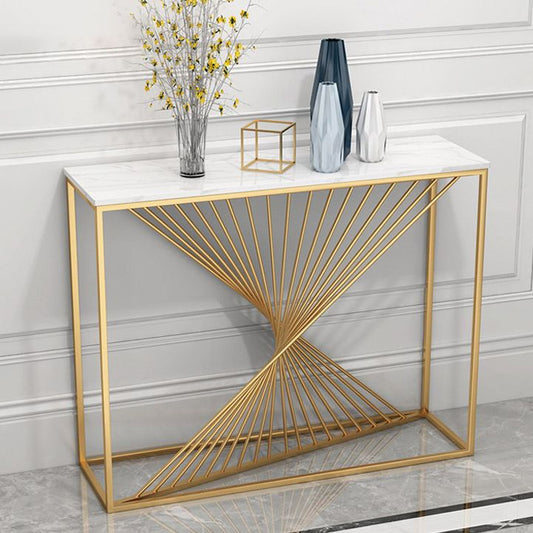 Marble Rectangle Accent Table 11.81" W 1-shelf Console Table for Hall