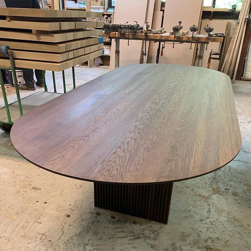Oval Solid Wood Dining Table Modern Brown-natural Furniture with Double Pedestal Home Clearhalo 'Dining Tables & Seating' 'Dining Tables' 'dining_table' 'furn' 'furn_dining_table' 'Furniture' 'Kitchen & Dining Furniture' 1200x1200_afaecf49-48af-45b1-b923-66d9817b8c44