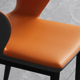 Sedia laterale aperta moderna in pelle imbottita sedia da pranzo senza braccio con base in metallo