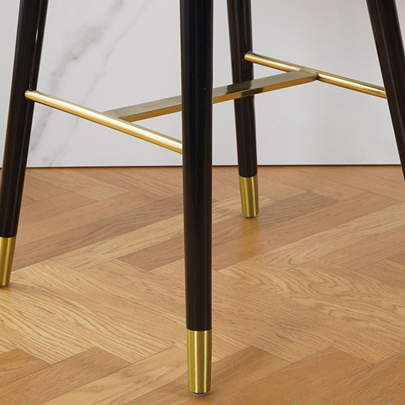 Sgabelli da bar in velluto con gambe in legno di quercia finitura opaca industriale sgabelli interni