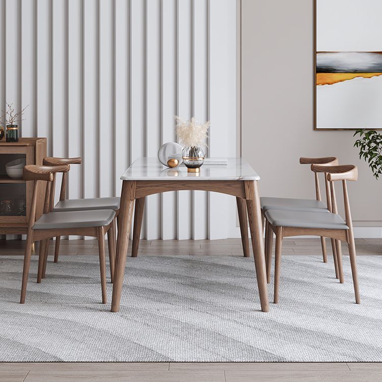 Rectangle 4 Legs Table Mid-Century Modern White Top Fixed Table Clearhalo ' dining_table' 'Dining Tables & Seating' 'Dining Tables' 'furn' 'furn_dining_table' 'Furniture' 'furniture_dining_table' 'Kitchen & Dining Furniture' 'kitchen&dining_furn' 'kitchen' 'kitchen_dining_table' 1200x1200_afb3b003-43b6-4da4-bc3e-c19e43c8fa63