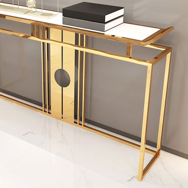 Glam Console Table Marble Accent Table in Gold for Hall , 12 Inch Wide Clearhalo 'Console Tables' 'console_tables' 'Entry & Mudroom Furniture' 'furn' 'furn_console_tables' 'Furniture' 1200x1200_afb41909-ed3f-45a5-adee-6773e89fe676